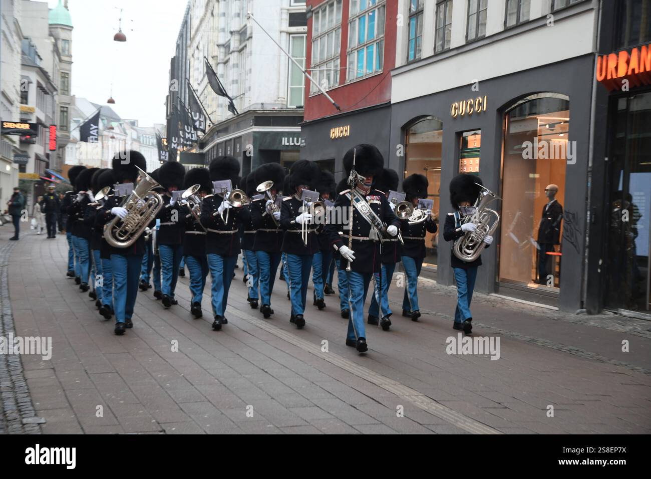 Copenhagen/ DenmarK/22 JANUARY 2025/ Kings life guards march through