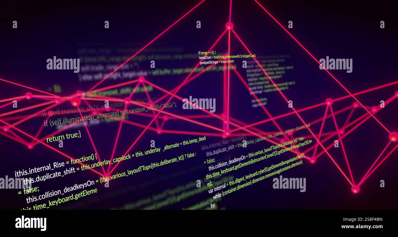 Image of digital data processing and connections over black background ...