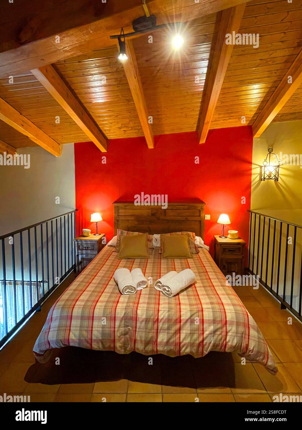 Bedroom in rural house. Piñuecar, Madrid province, Spain. - Smartphone Captured Stock Image