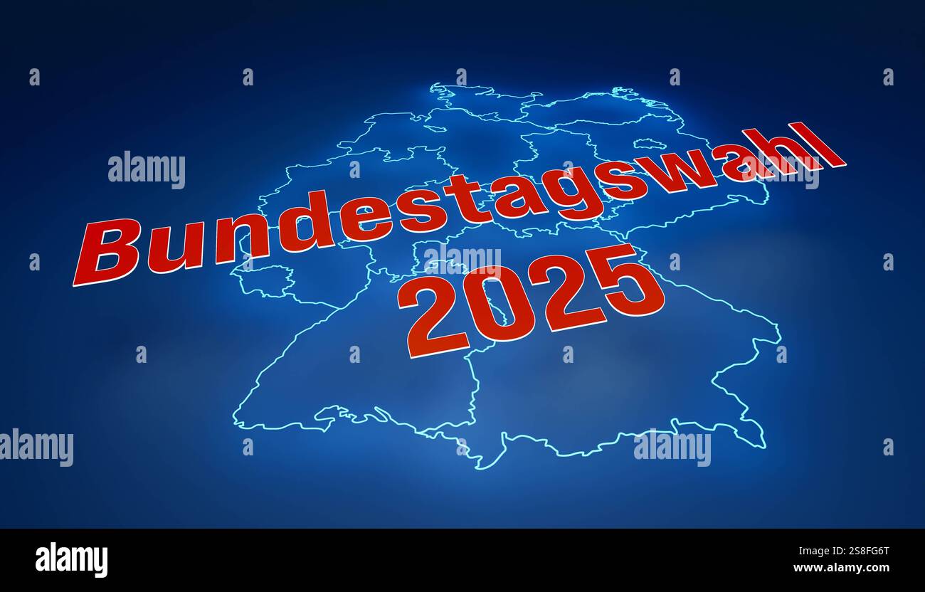RECORD DATE NOT STATED German Map With Blue Illuminated Border Record Date Not Stated German Map With Blue Illuminated Border Bundestagswahl 2025 Federal Election Germany Bundestagswahl 2025 Federal Election Germany German Map With Blue Illuminated Border Politics And Government Decision Choice Democracy Europe Vote Country 3d Illustration Bundestagswahl030 Map Glow 2025 Wahl 2S8FG6T 