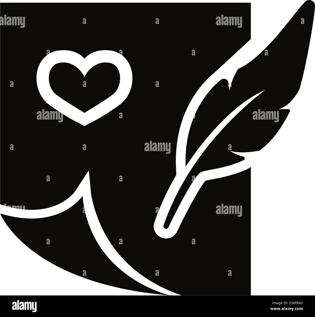 Elegant quill and ink icon symbolizing romantic, handwritten love ...