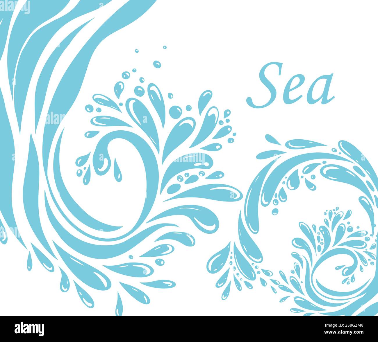 Blue river ocean wave layer background. hand drawn. Not AI, Vector ...