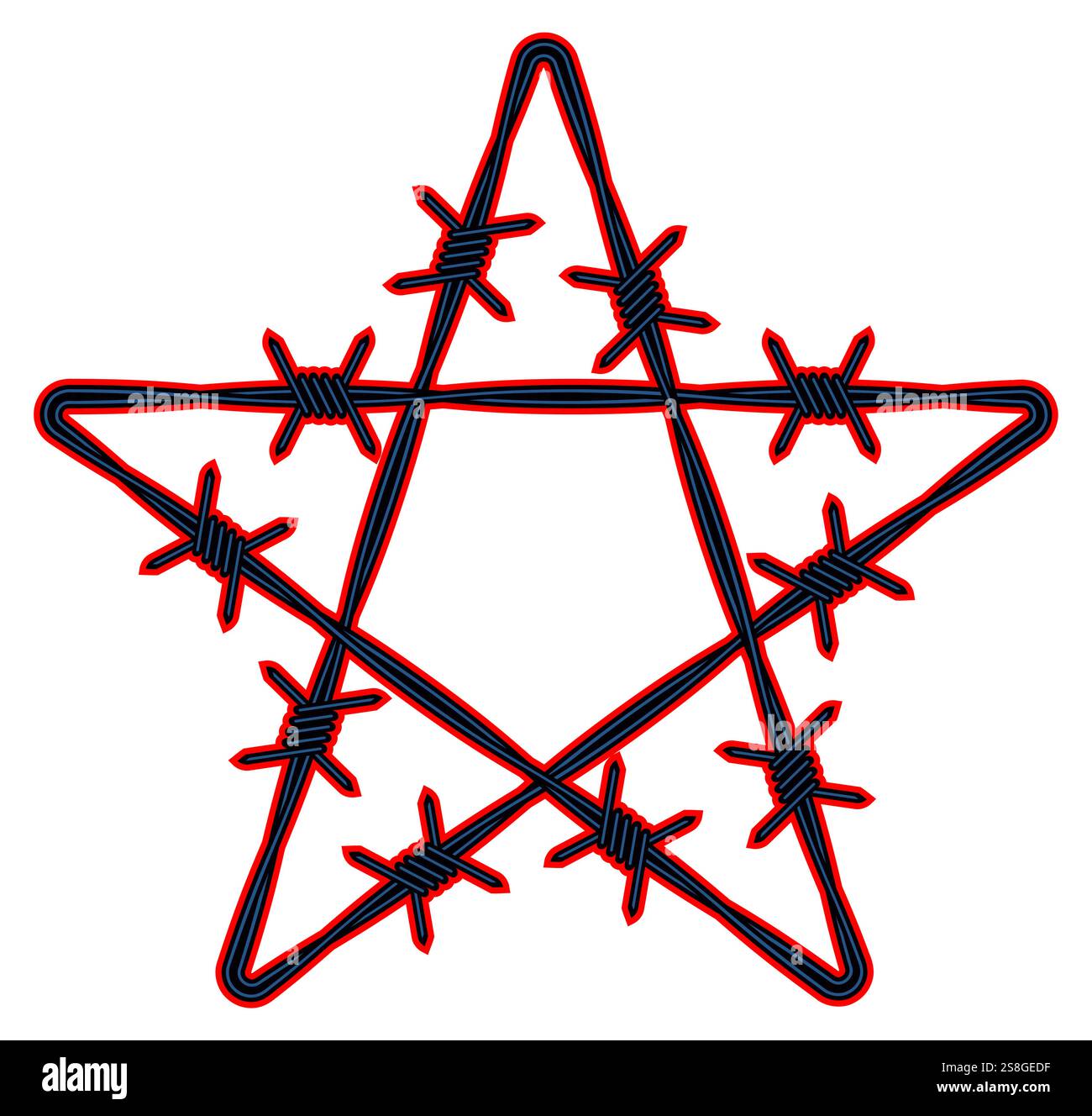 Illustration of the abstract barbed wire red five-pointed star Stock ...