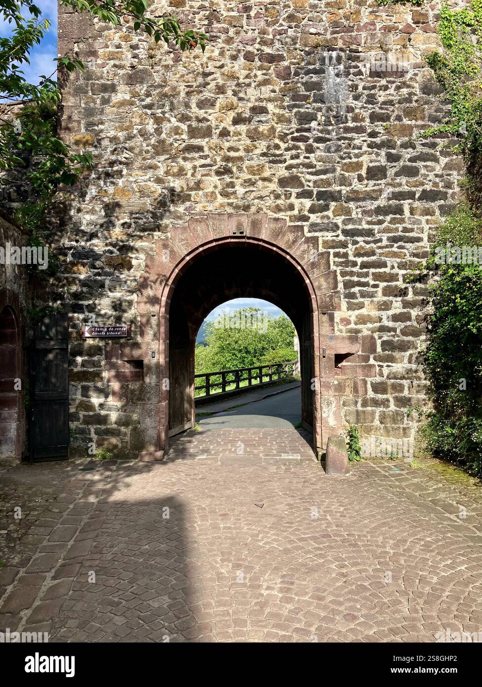 The Pilgrim Gate (Porte Saint-Jacques) in Saint-Jean-Pied-de-Port: A UNESCO World Heritage Site - Smartphone Captured Stock Image