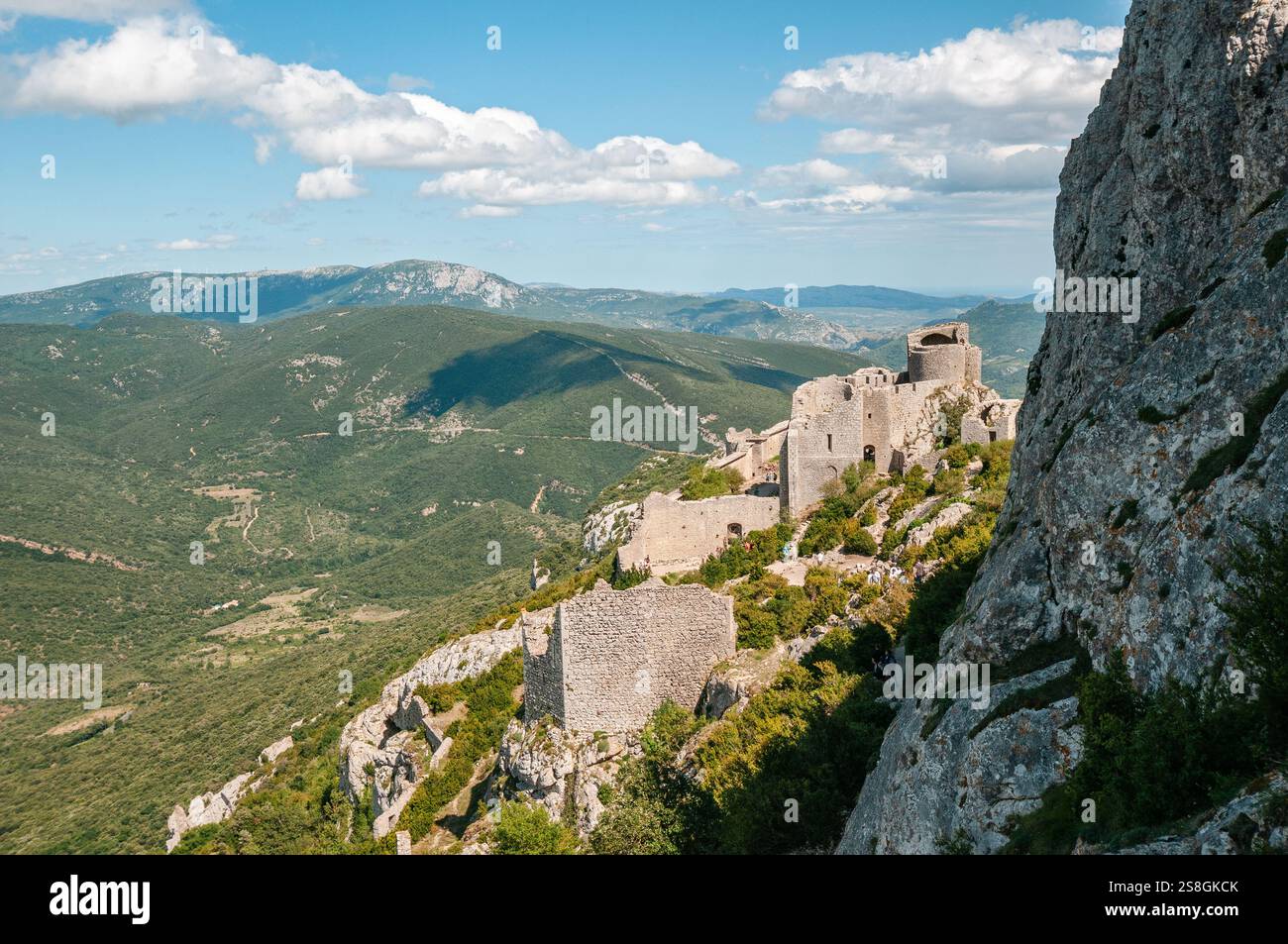 Peyrepertuse vertigo citadel, Aude, France Stock Photo