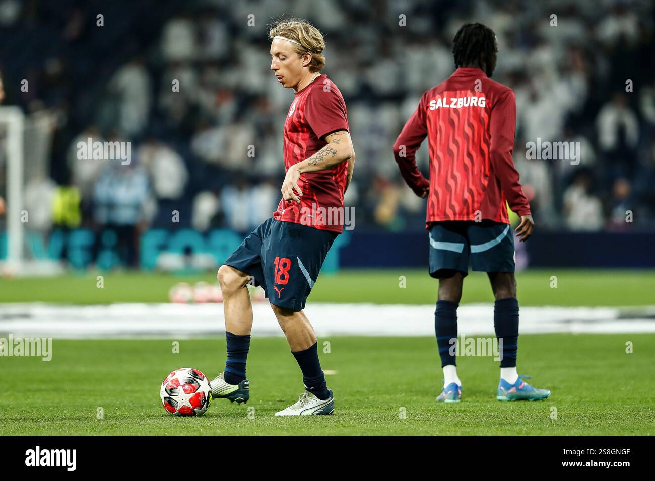 Mads Bidstrup of RB Salzburg warms up during the UEFA Champions League ...