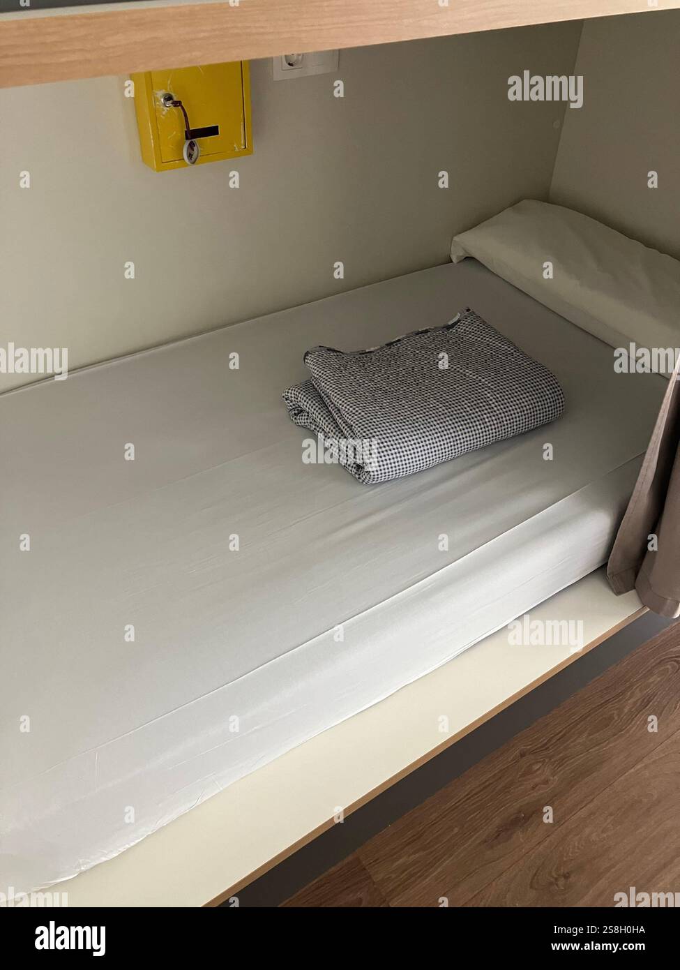 Single Lower Bunk Bed in a Hostel on the Camino Frances, Navarre, Spain - Smartphone Captured Stock Image