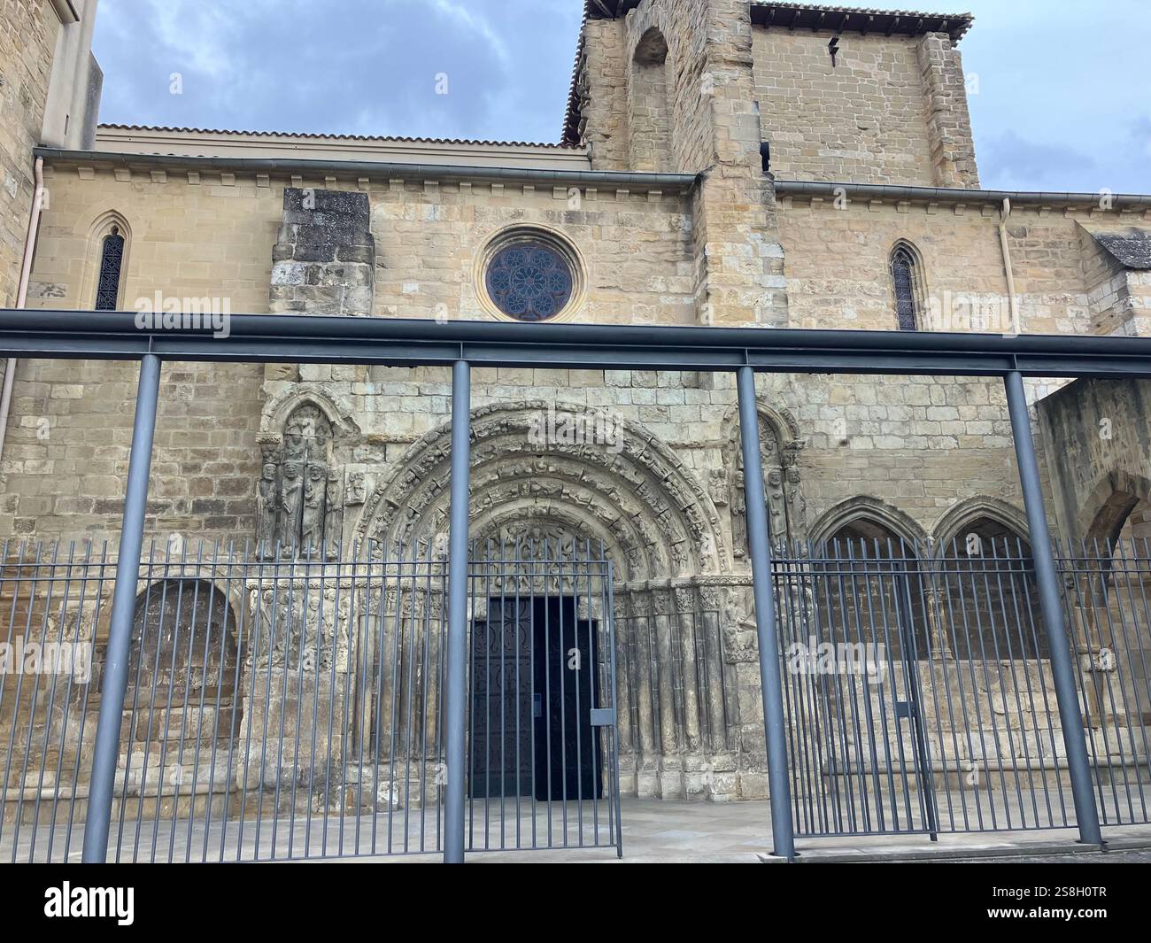 Iglesia San Miguel, Esella, Navarre, Spain: The Parish Church - Smartphone Captured Stock Image
