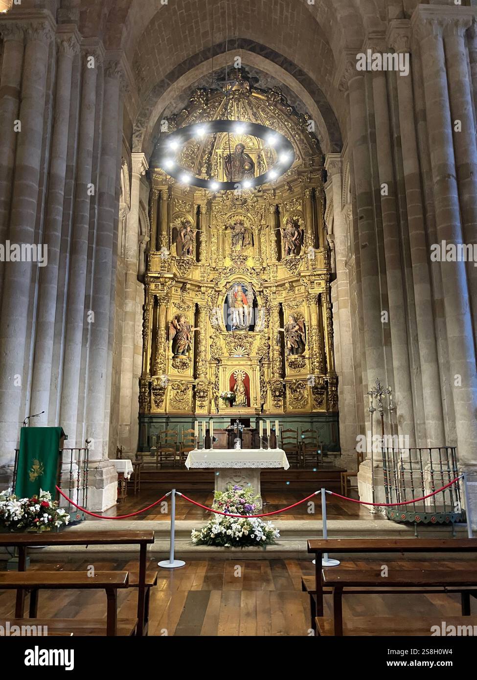 Altar and Window in the Iglesia San Miguel, Estella, Navarre, Spain - Smartphone Captured Stock Image
