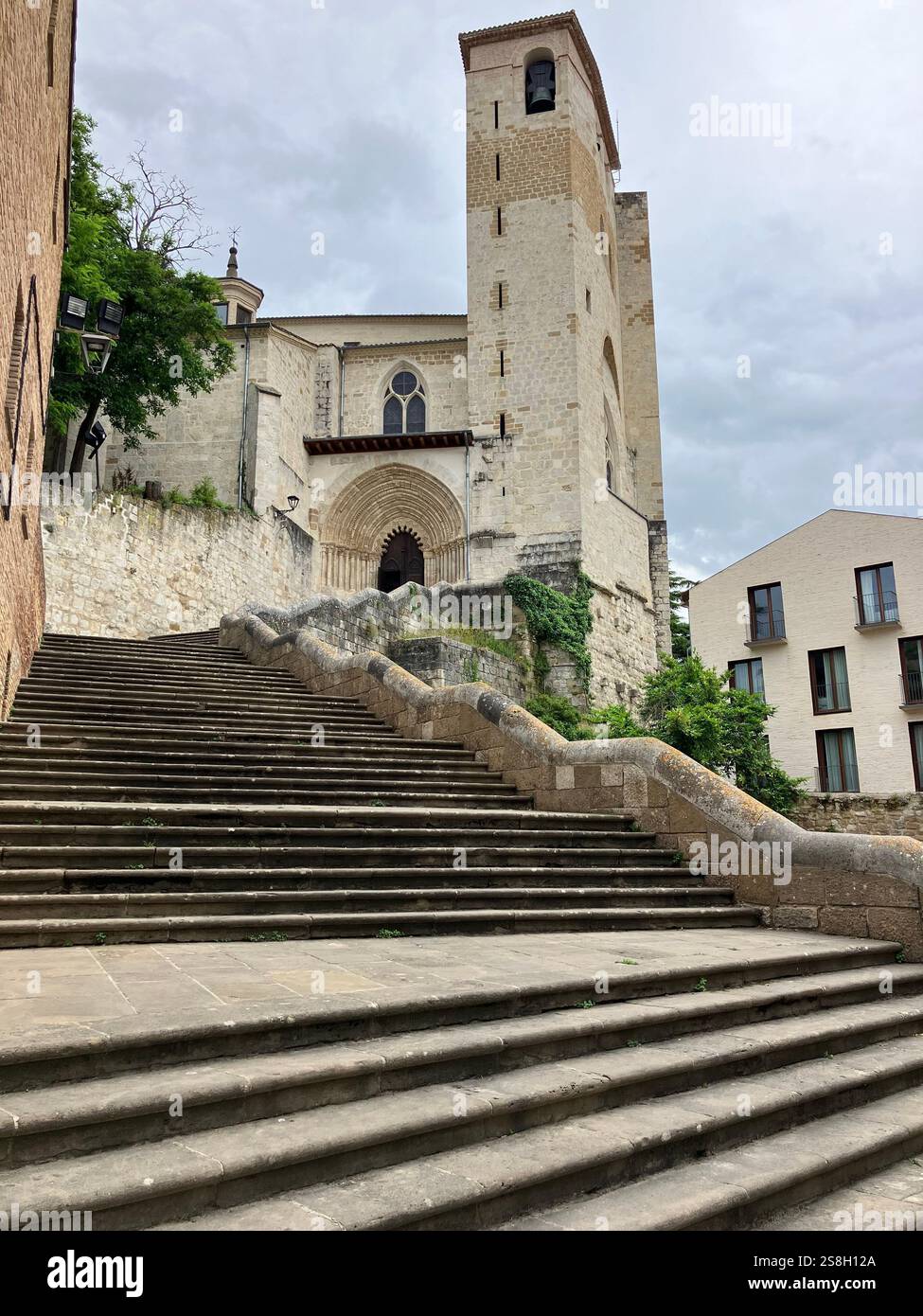 Steps to the Iglesia San Pedro de la Rúa, Estella, Navarre, Spain - Smartphone Captured Stock Image