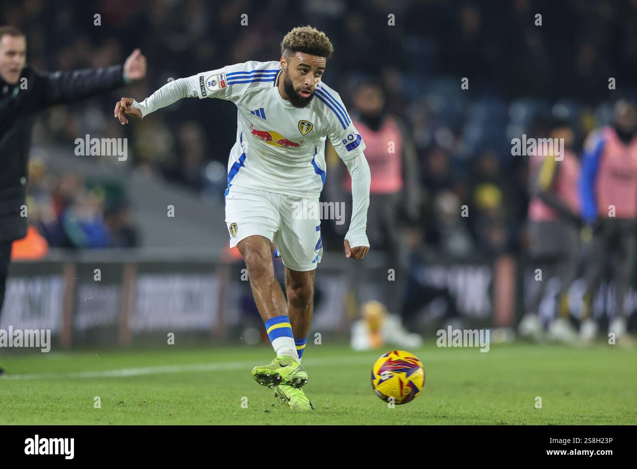 Jayden Bogle of Leeds United passes the ball during the Sky Bet