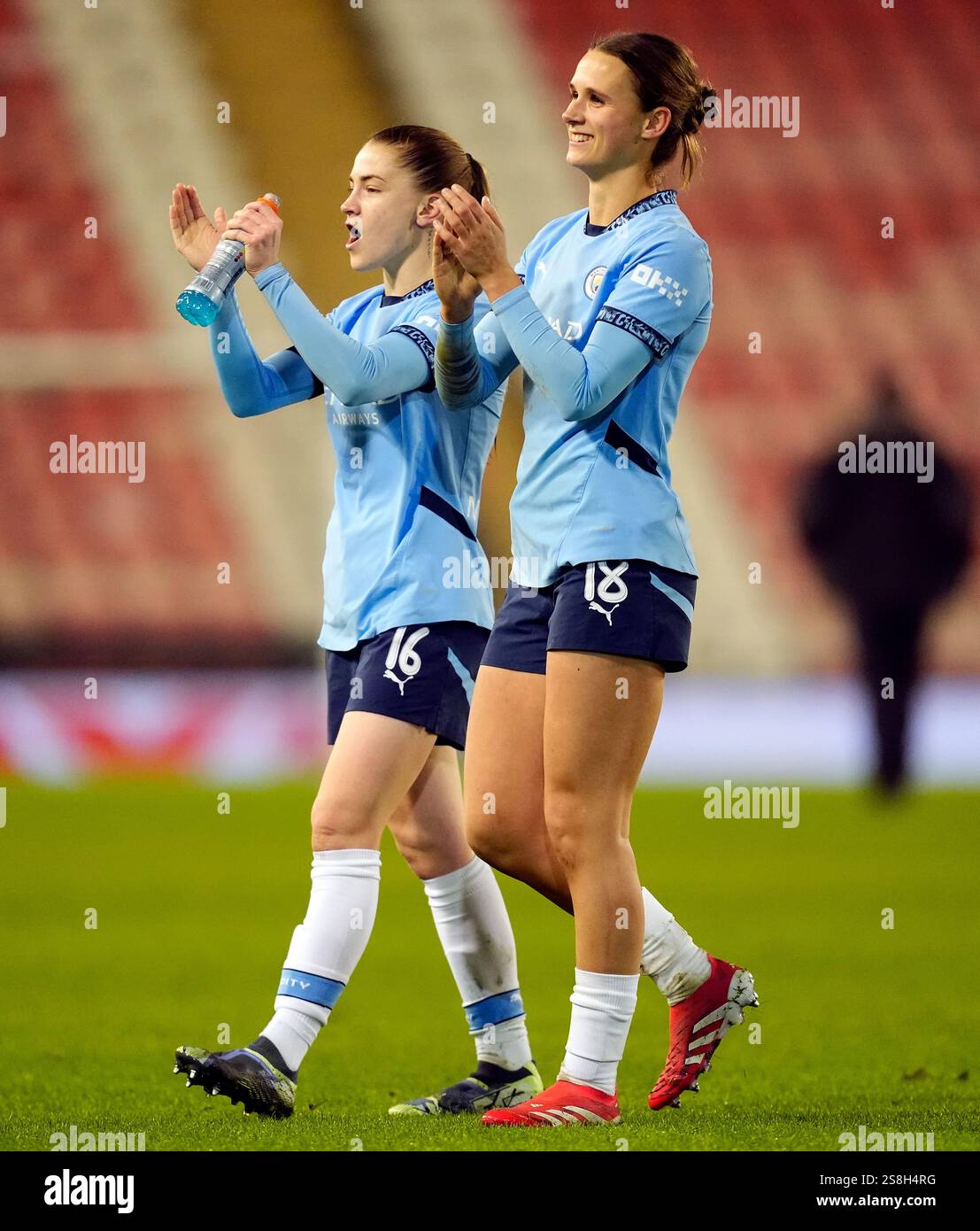 Manchester City's Jess Park and Kerstin Casparij (right) after the