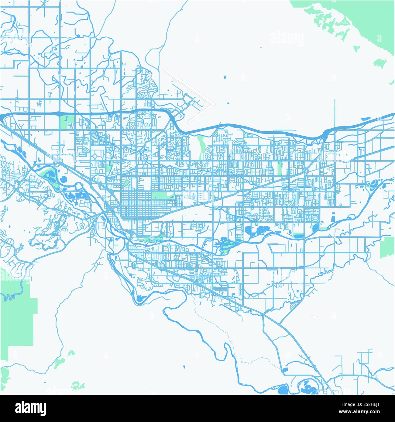 Map of Grand Junction in Colorado in a professional blue style ...