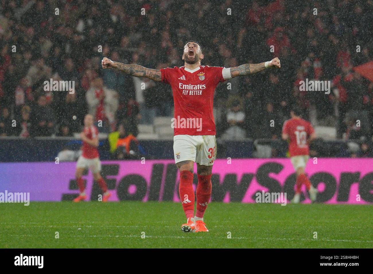 Lisbon, Portugal. 21st Jan, 2025. Nicolas Otamendi of SL Benfica celebrates their fourth goal during UEFA Champions League 2024/25 League phase Matchday 7 between Benfica and Barcelona at Estadio da Luz in Lisbon, Portugal. 21/01/2025 Credit: Brazil Photo Press/Alamy Live News Stock Photo