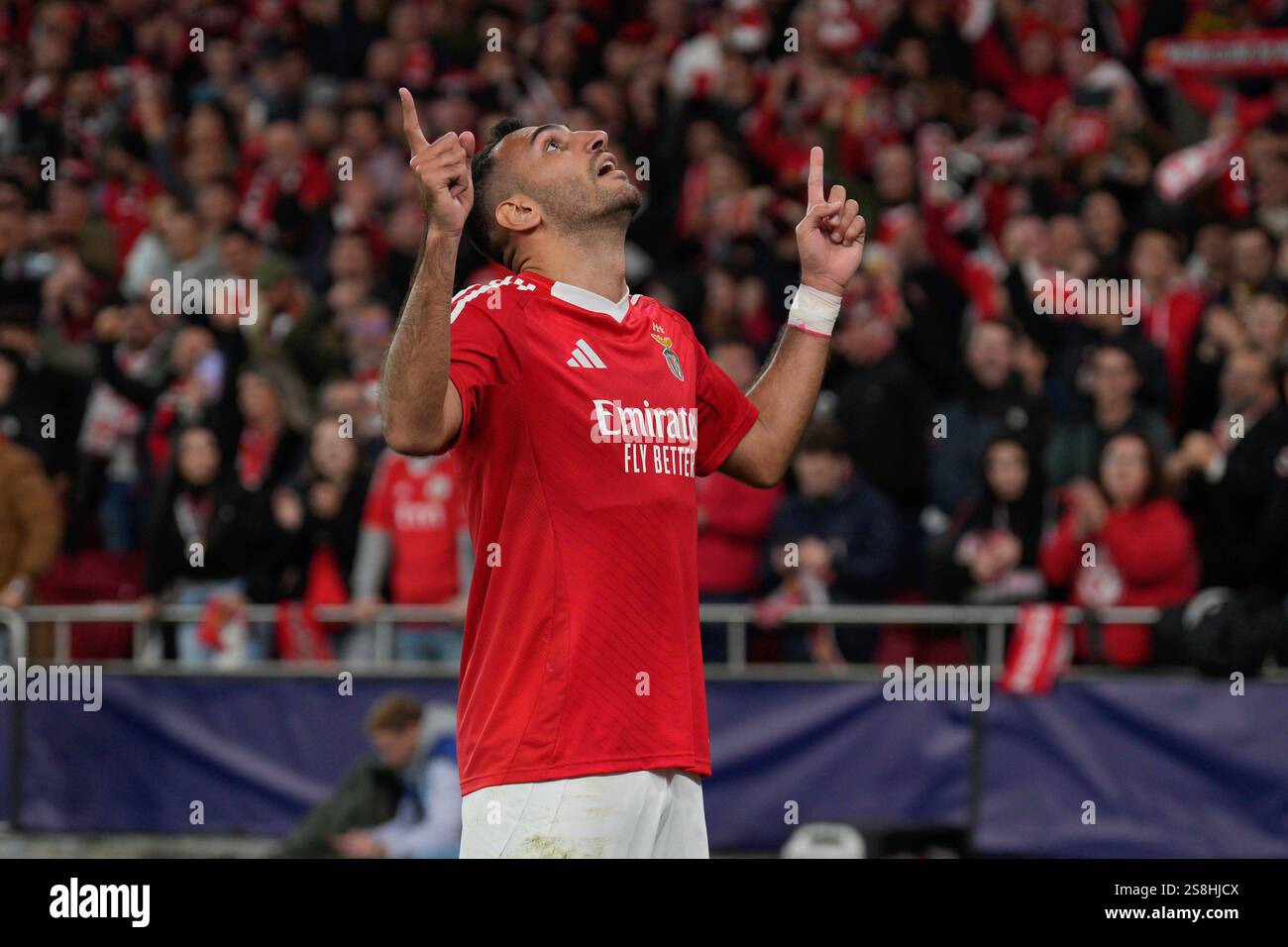 Lisbon, Portugal. 21st Jan, 2025. Vangelis Pavlidis of SL Benfica in action during UEFA Champions League 2024/25 League phase Matchday 7 between Benfica and Barcelona at Estadio da Luz in Lisbon, Portugal. 21/01/2025 Credit: Brazil Photo Press/Alamy Live News Stock Photo