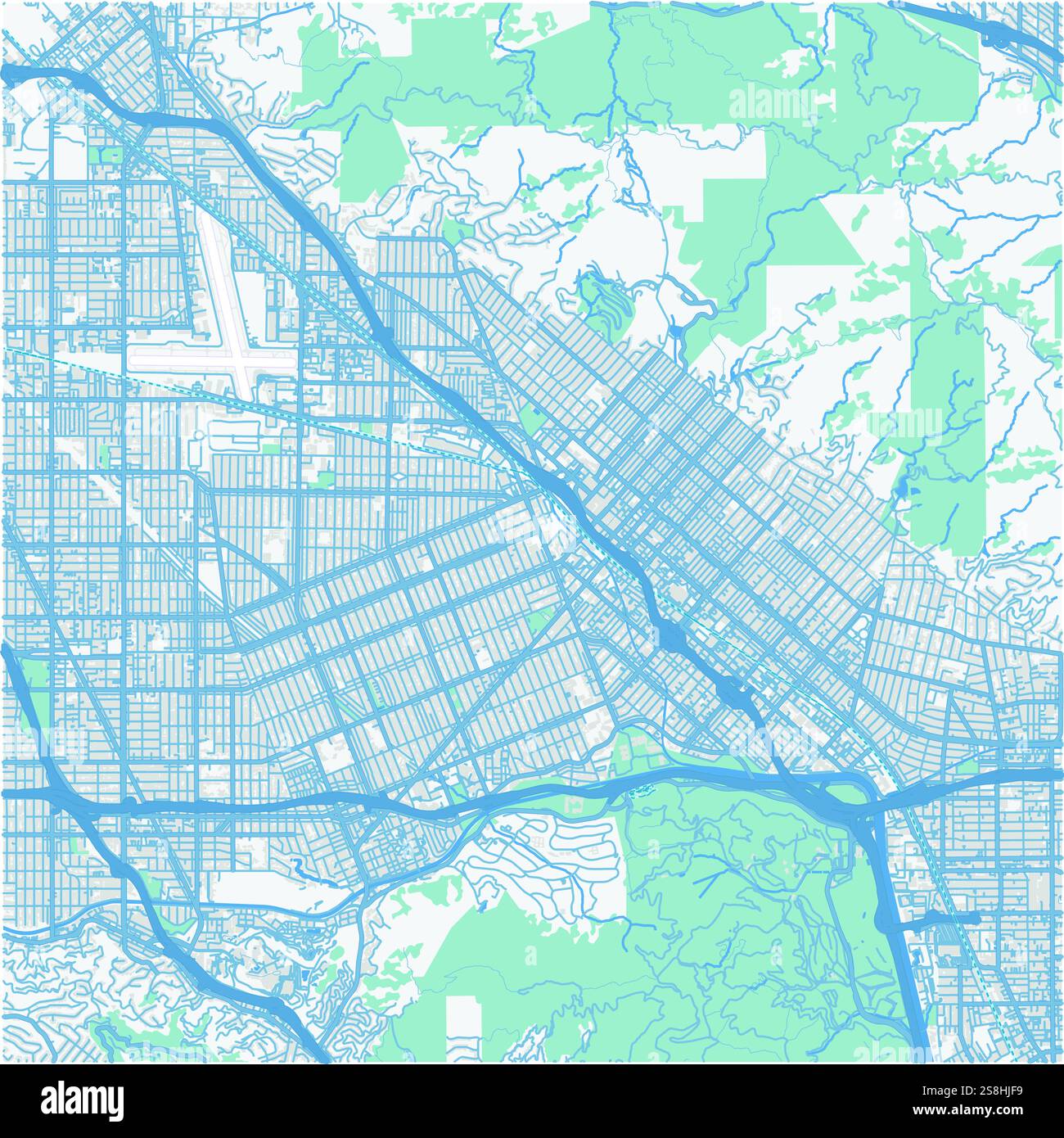 Map of Burbank in California in - Map Of Burbank In California In A Professional Blue Style Contains Layered Vector With Roads Water Parks Etc 2S8HJF9