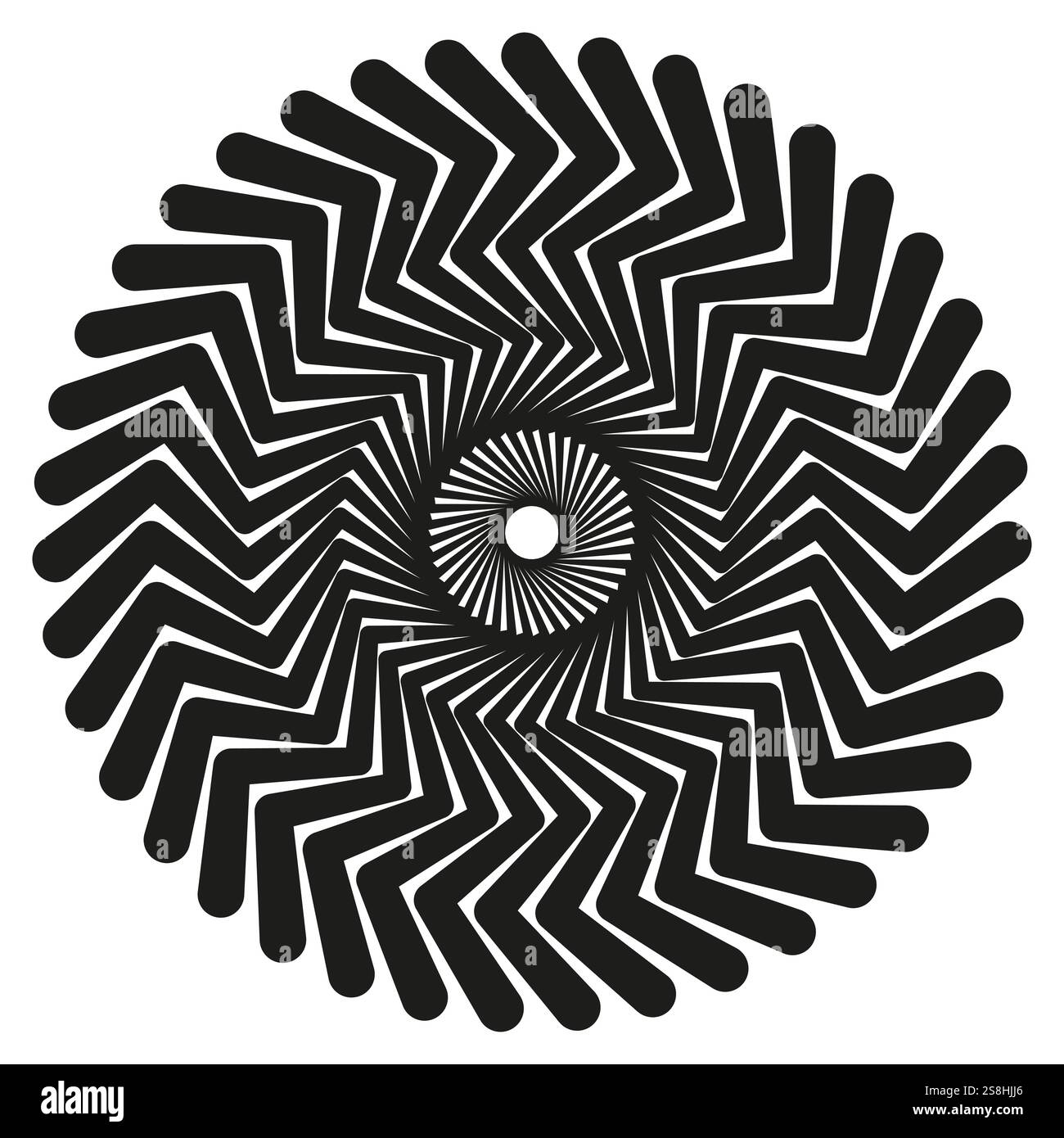 Abstract radial pattern. Circular geometric shape. Black and white ...