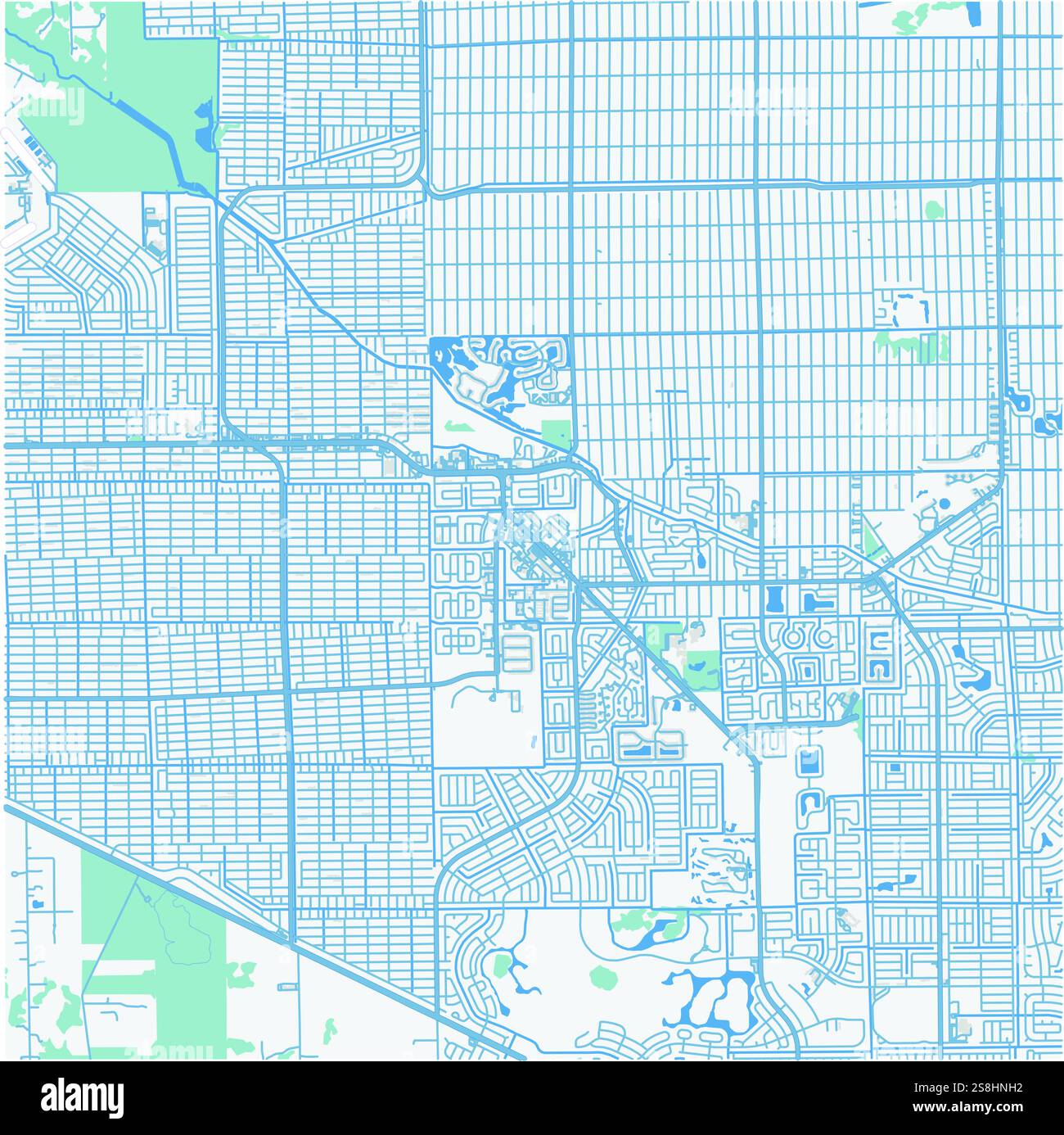 Lehigh acres map hi res stock photography - Map Of Lehigh Acres In Florida In A Professional Blue Style Contains Layered Vector With Roads Water Parks Etc 2S8HNH2 