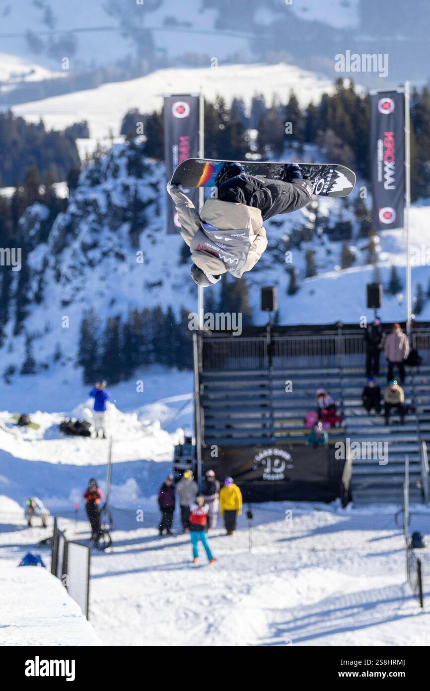 17/01/2025, Laax, Crap Sogn Gion, LAAX Open, Men's Snowboard Halfpipe Semi Final, HASLER Jonas