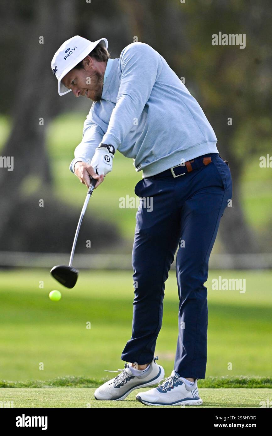 Peter Malnati hits from the second tee of the North Course at Torrey