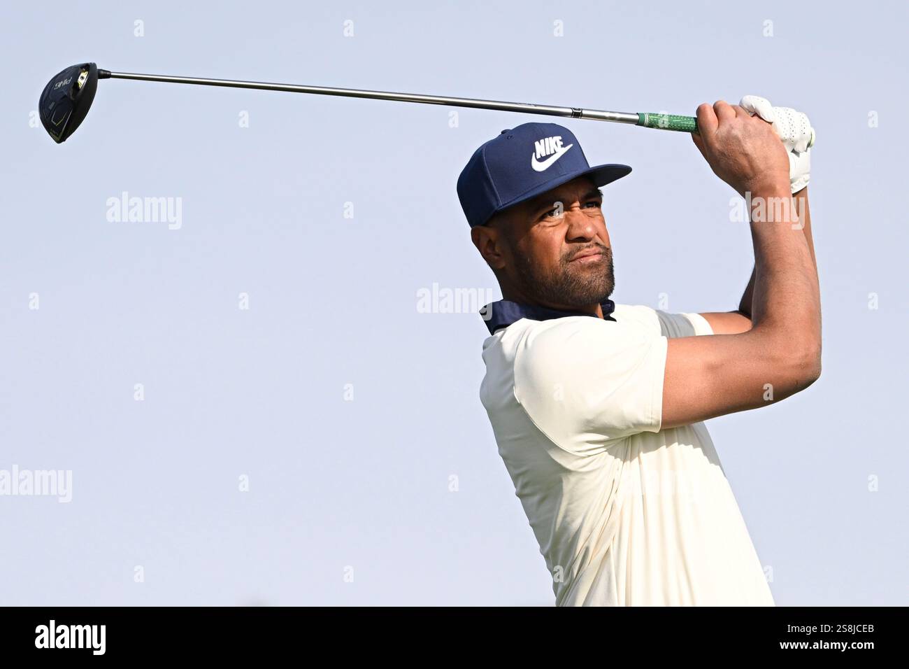 Tony Finau hits a tee shot on the second hole of the South Course at