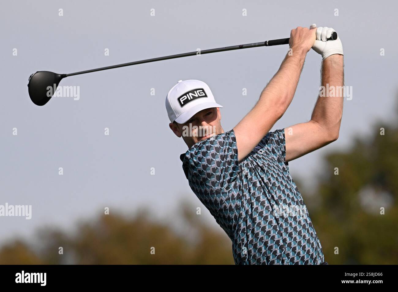 Brian Campbell hits his tee shot on the second hole of the South Course