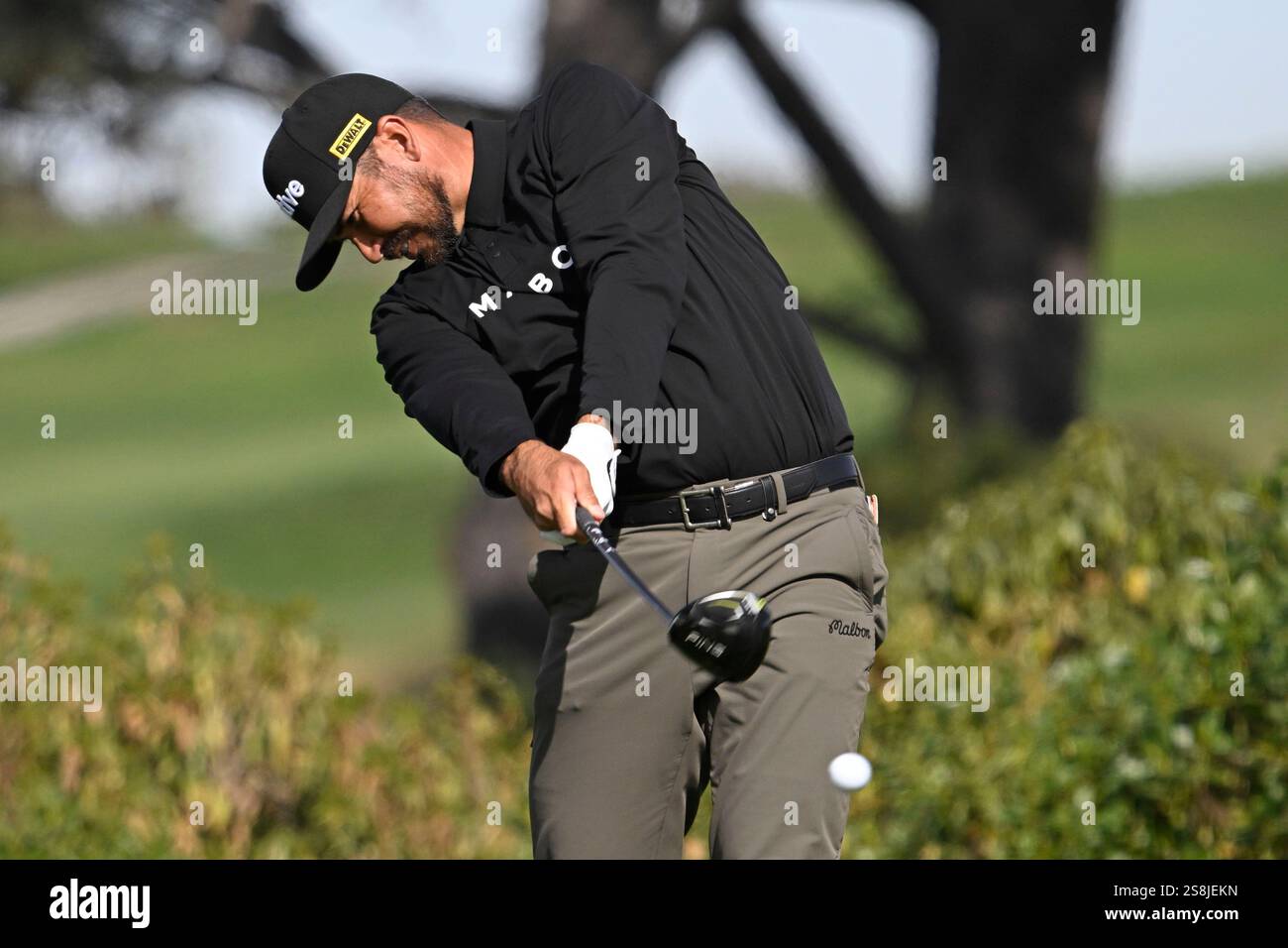 Jason Day hits his tee the fifth hole of the South Course at Torrey