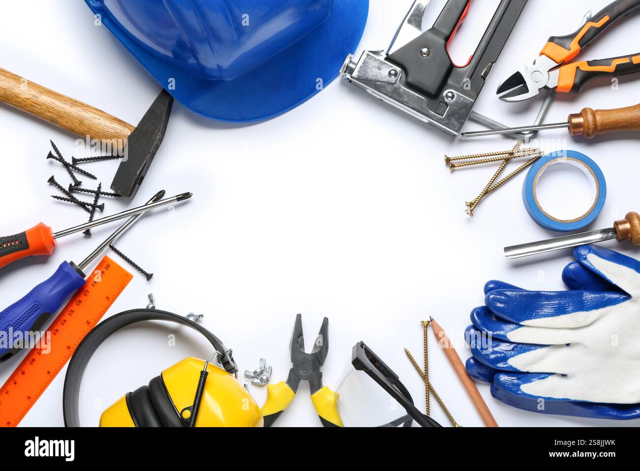 Frame With Tools Frame made from carpenter's tools on white background Stock Photo - Alamy