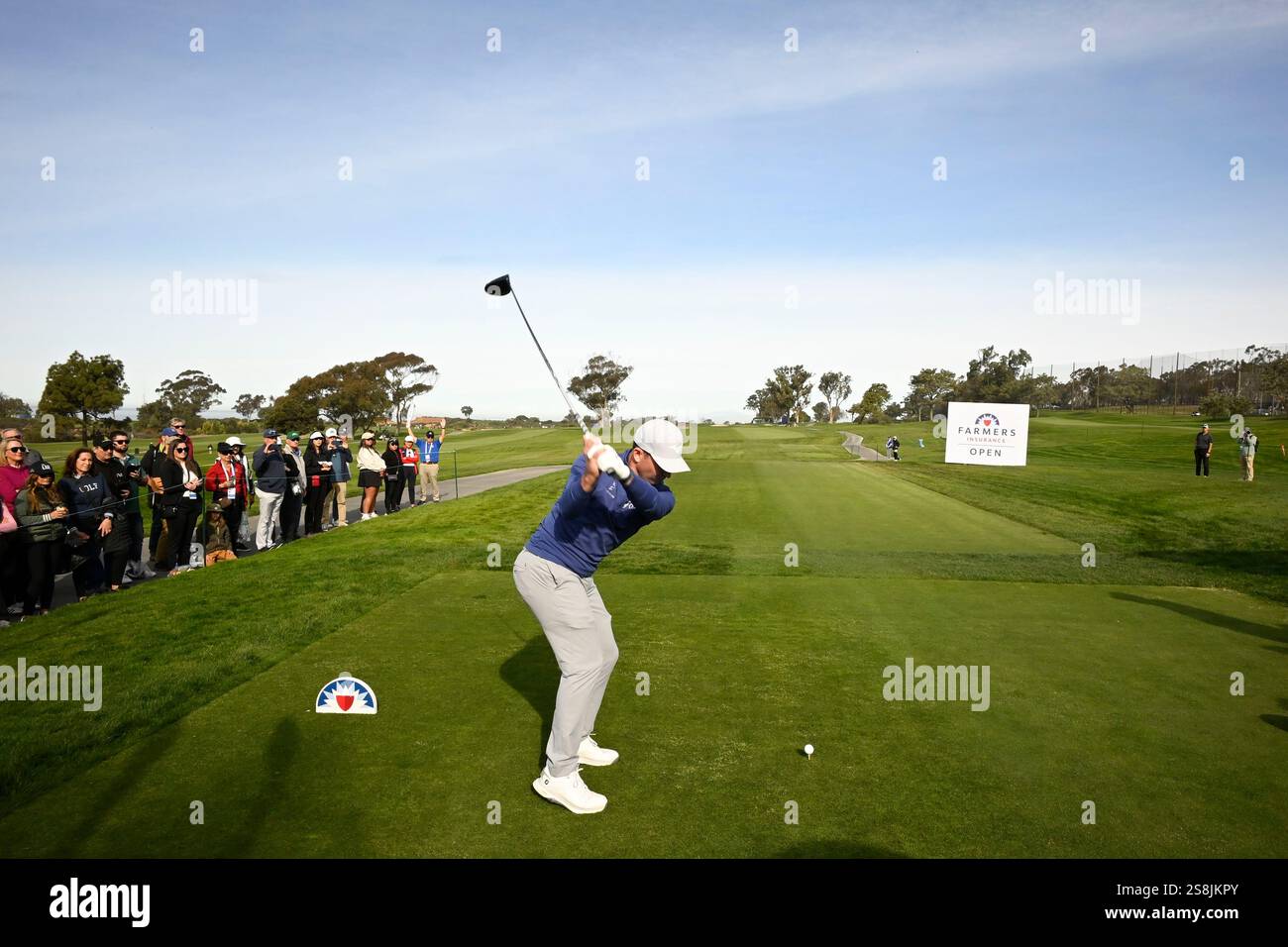 Steven Fisk hits his tee shot on first hole of the North Course at