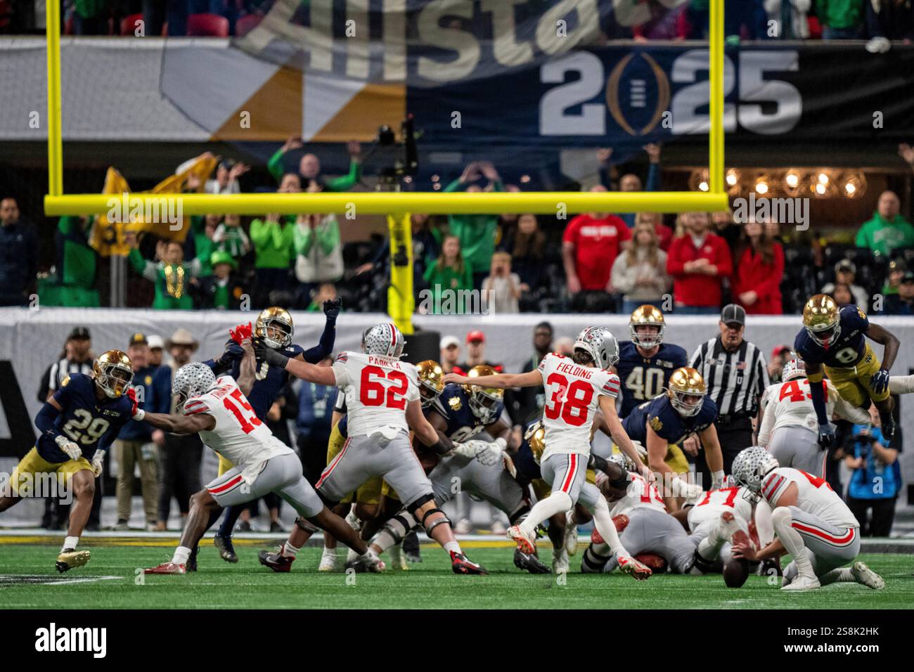 Ohio State place kicker Jayden Fielding (38) kicks a field goal during