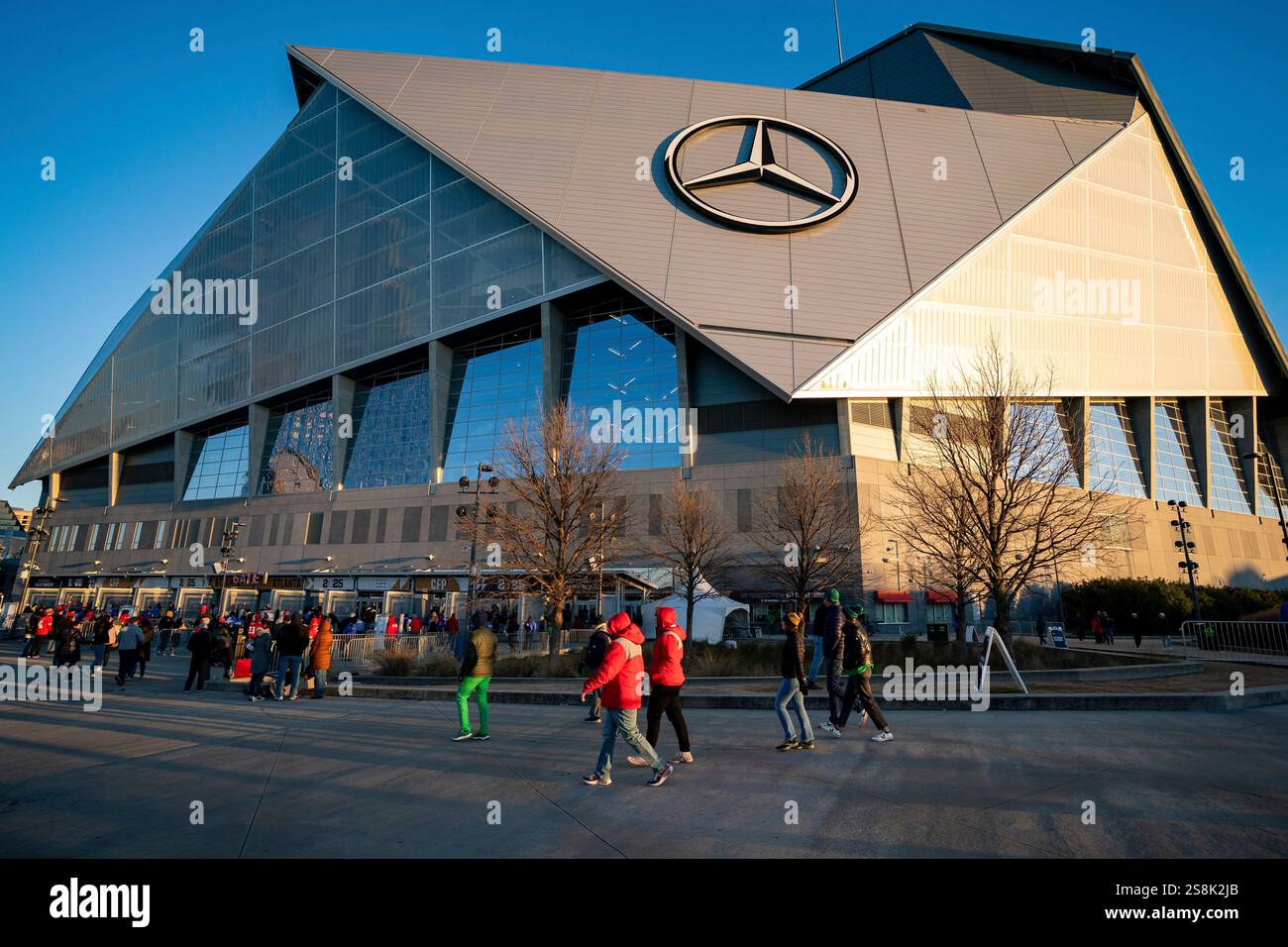 Fans walk into the stadium before the College Football Playoff national
