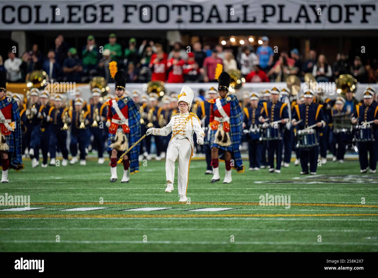 The Notre Dame band performs during the College Football Playoff