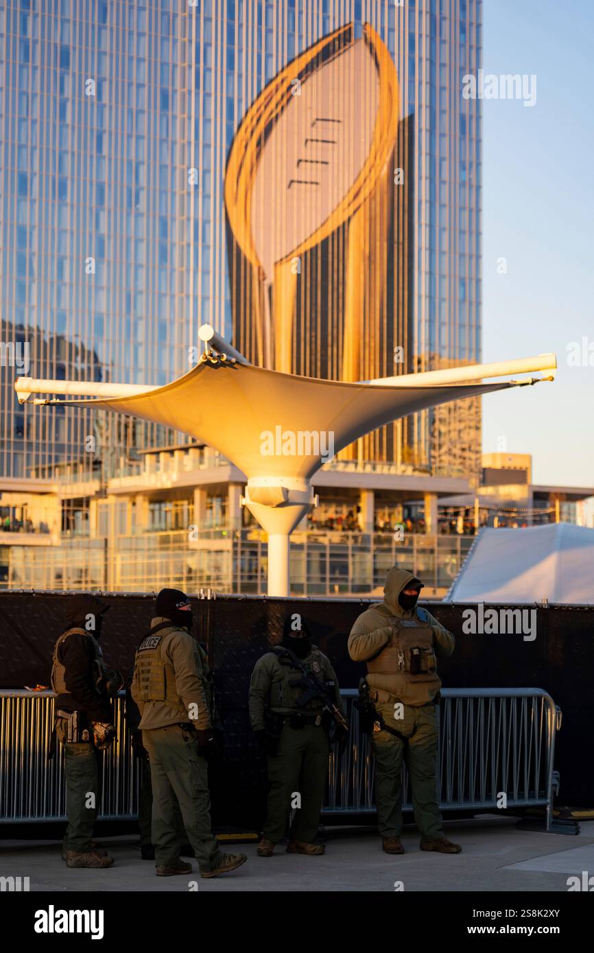 Security looks on during the College Football Playoff national