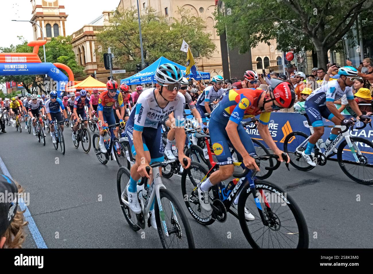 Adelaide Australia. 23/01/2025. Tour Down Under cycling race. Riders at