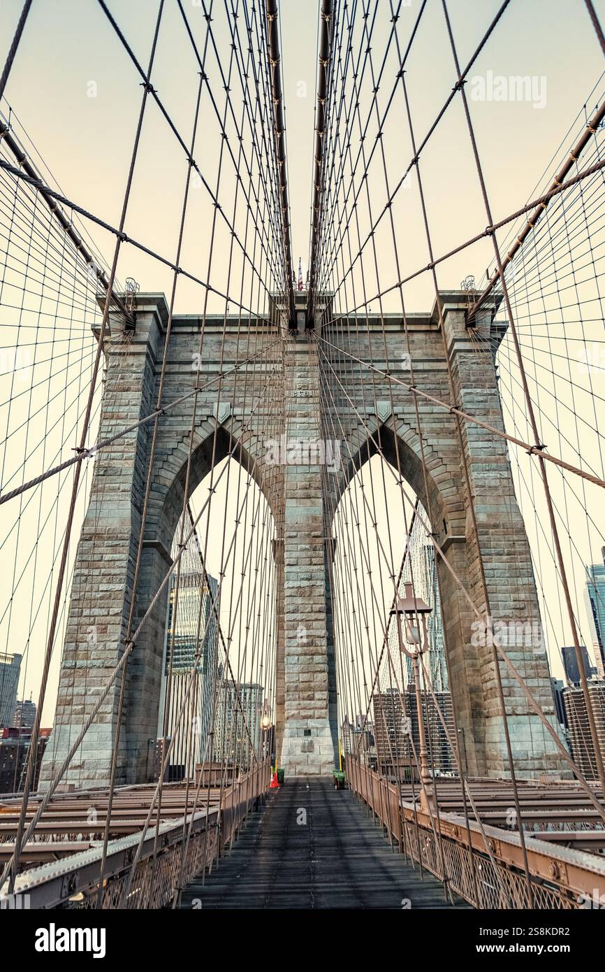 architecture of metropolis city. brooklyn bridge. new york city ...