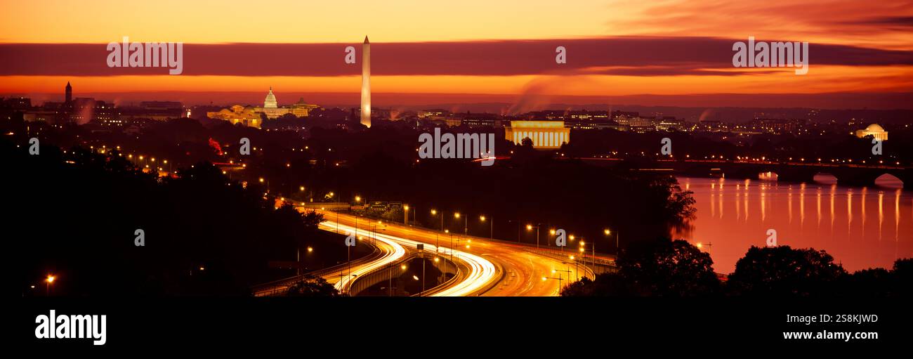 City at sunset, Washington DC, District Of Columbia, USA Stock Photo