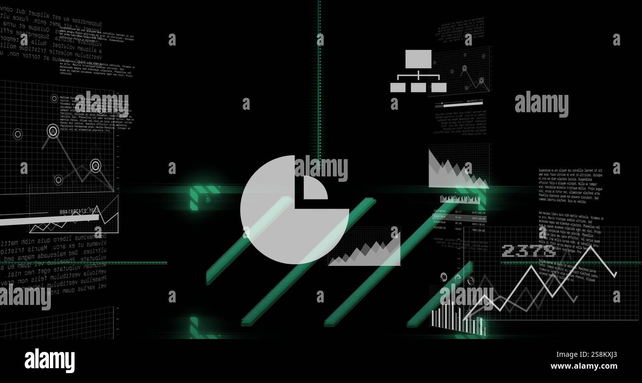 Image of digital data processing over dark background Stock Photo