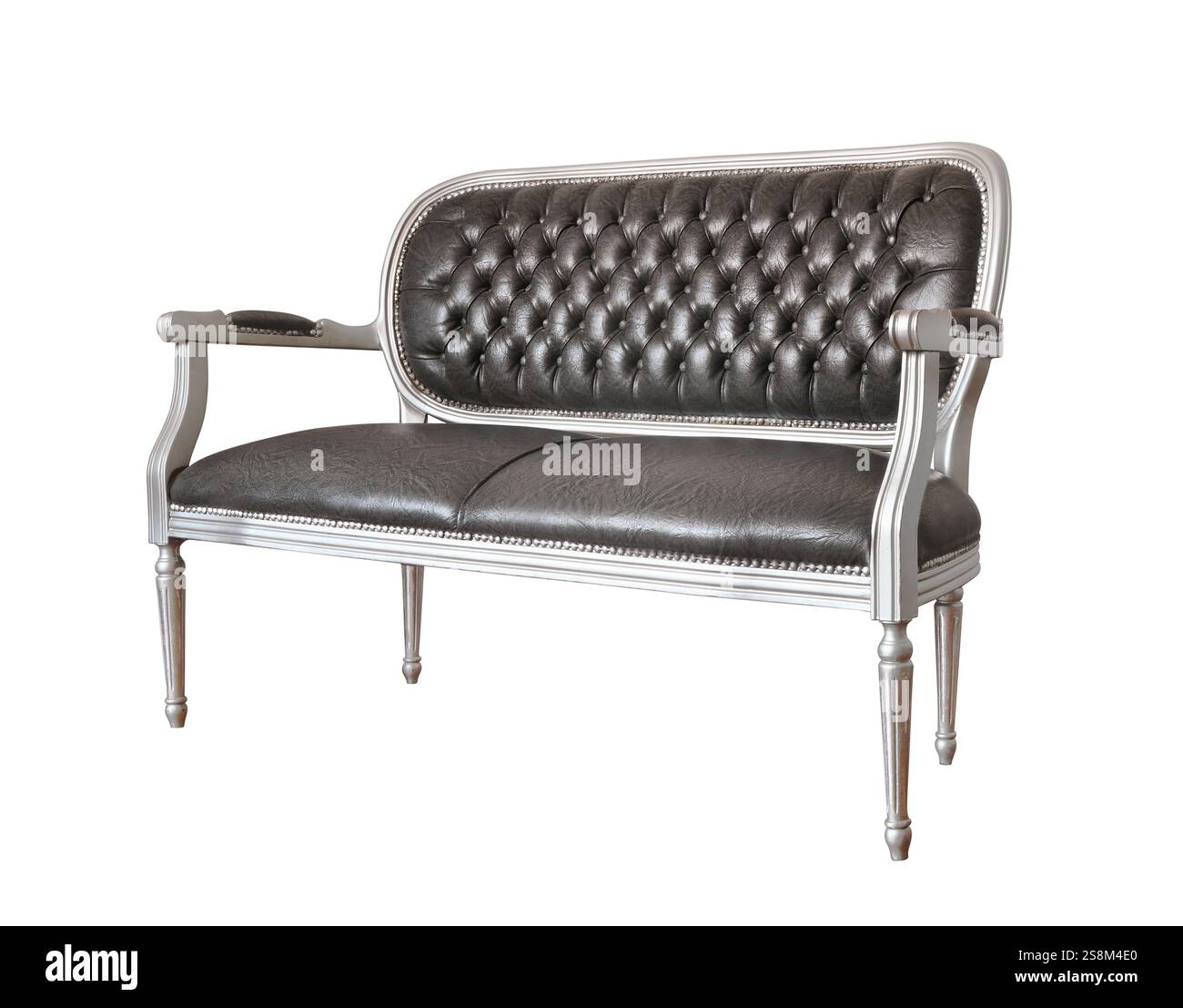 Antique leather sofa isolated on white Stock Photo