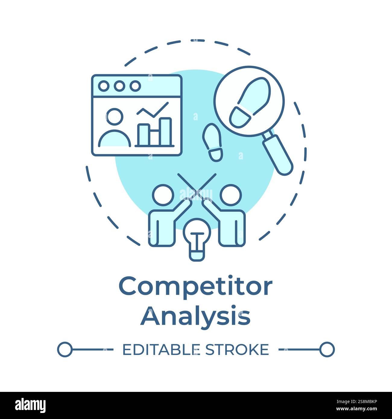 Competitor analysis soft blue concept icon Stock Vector