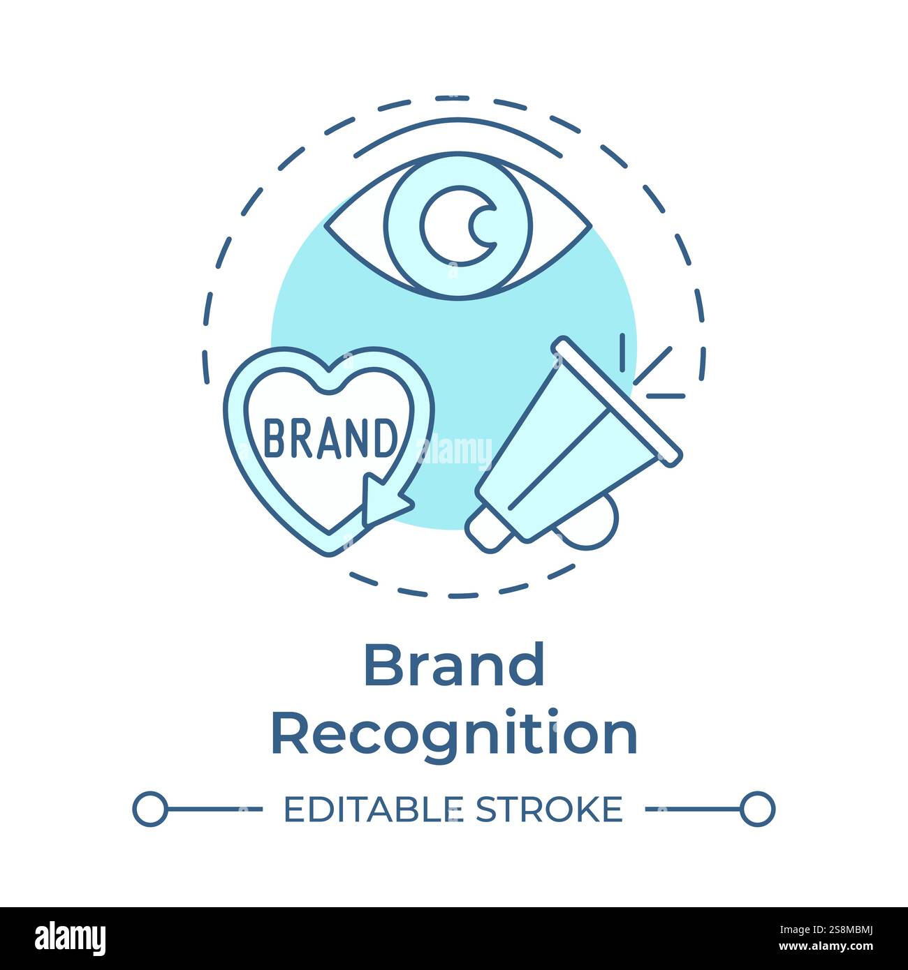 Brand recognition soft blue concept icon Stock Vector