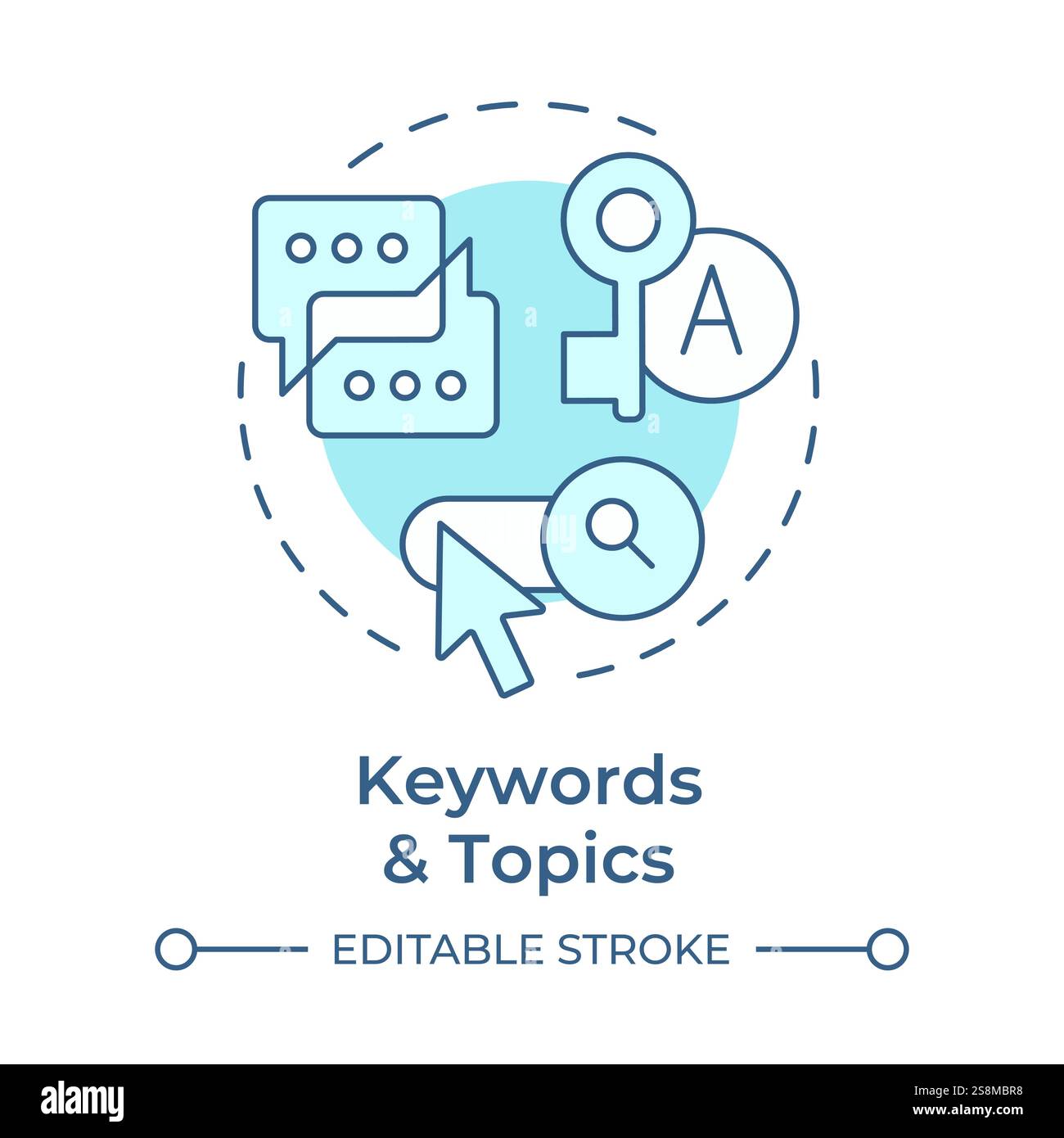 Keywords and topics soft blue concept icon Stock Vector