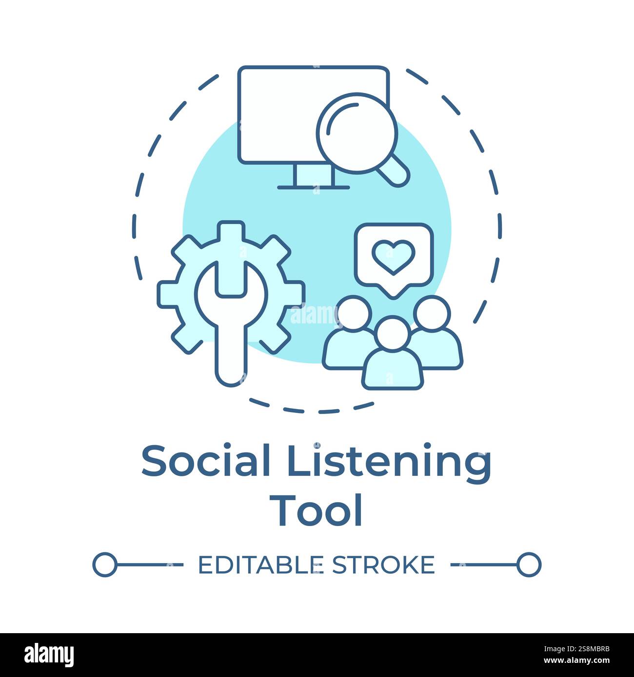 Social listening tool soft blue concept icon Stock Vector