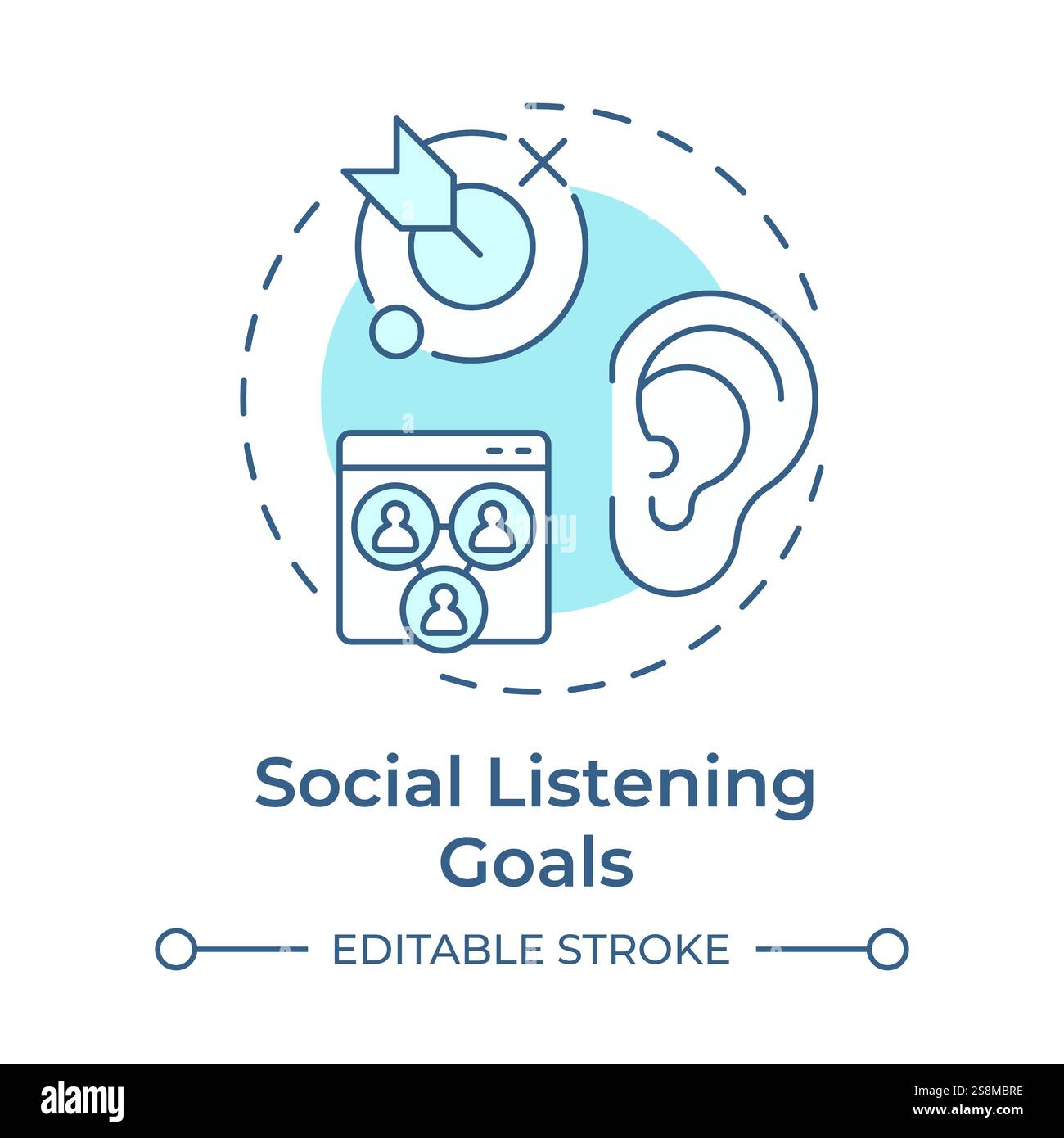 Social listening goals soft blue concept icon Stock Vector Image & Art ...