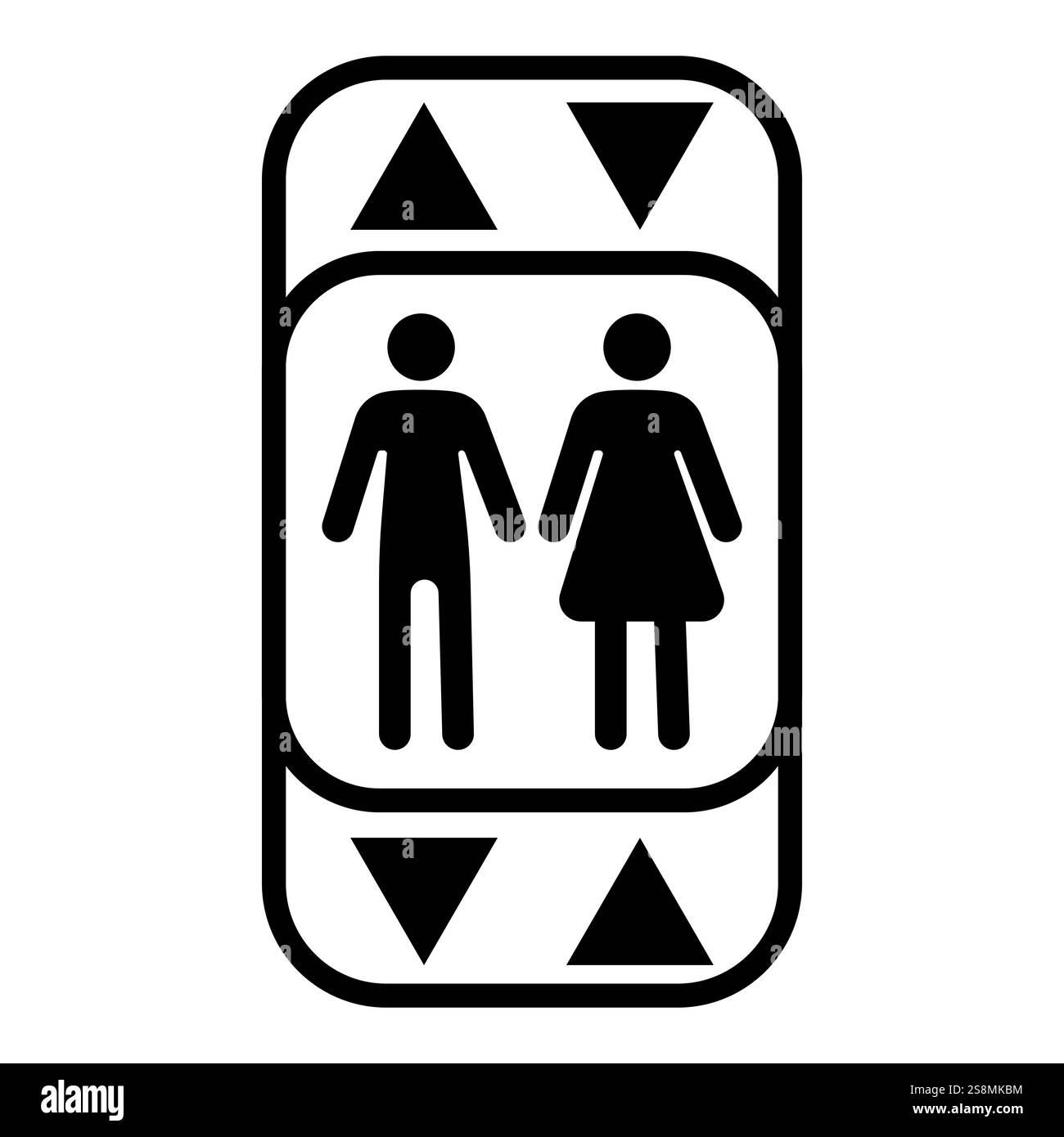 Black and White lift Elevator Icon with People Stock Vector