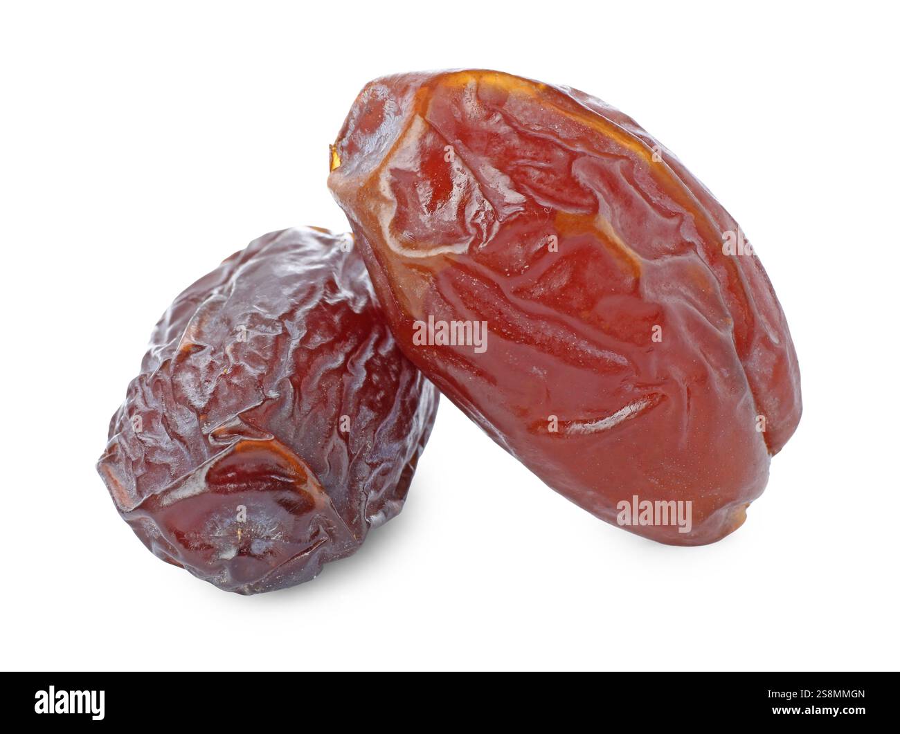 Two tasty dried dates isolated on white Stock Photo