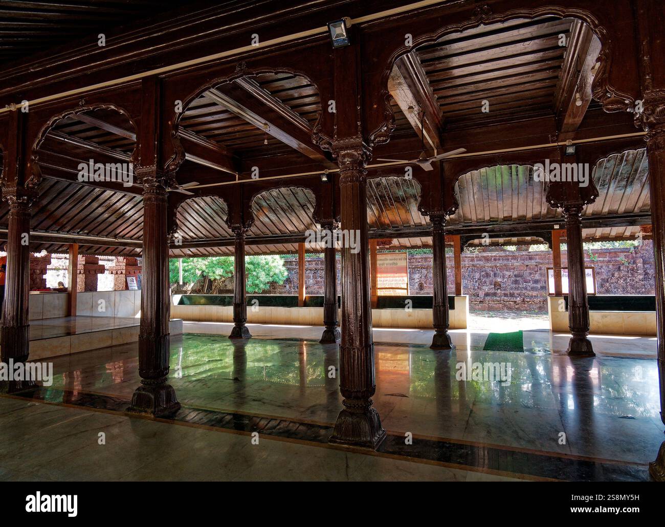Main hall decorated by wooden pillars of Shri Dev Rameshwar Temple in ...