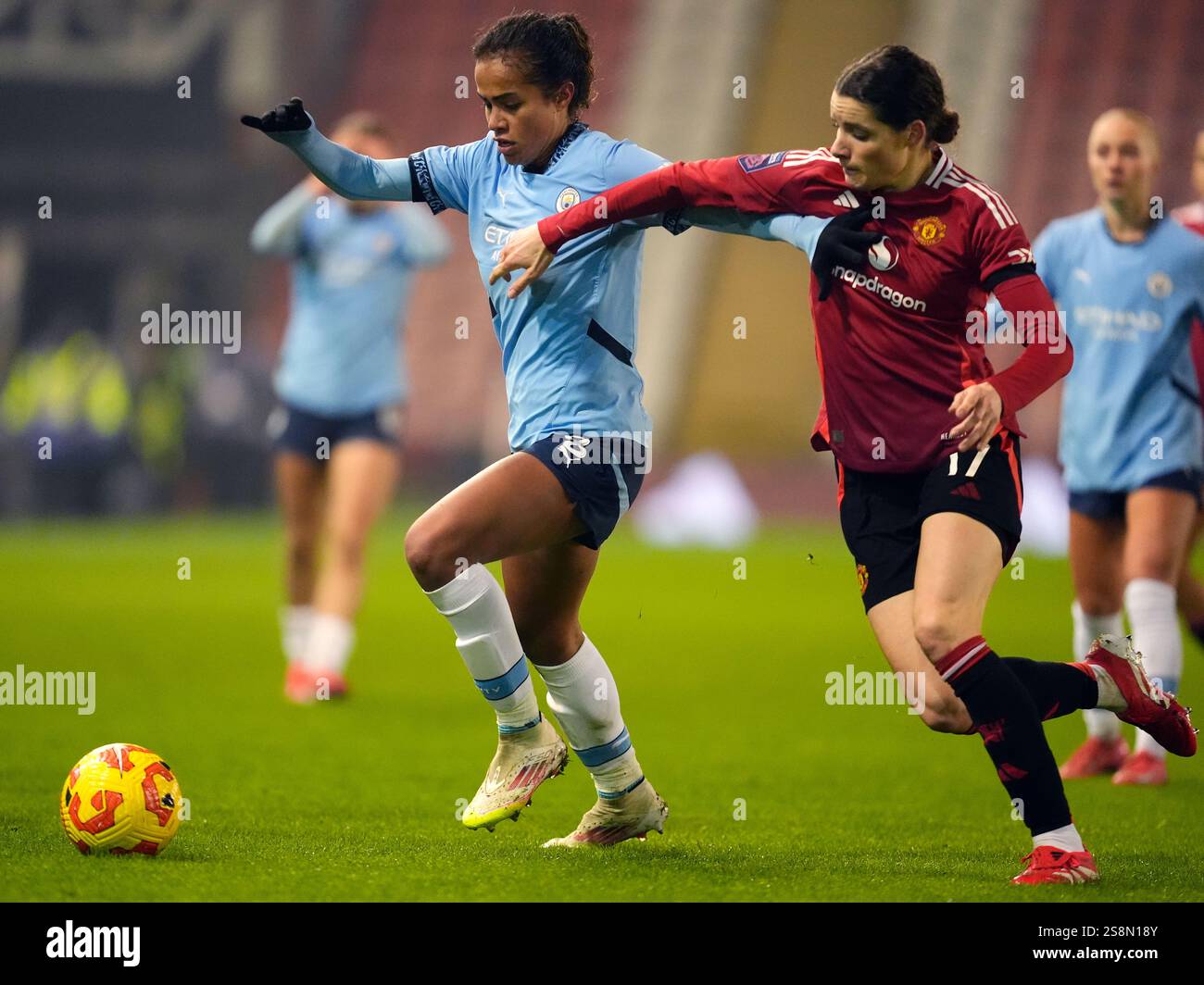 Manchester City's Mary Fowler and Manchester United's Dominique Janssen