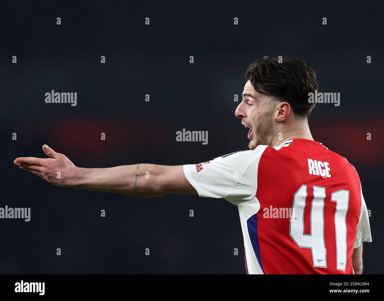 London, UK. 22nd Jan, 2025. Arsenal's Declan Rice during the UEFA ...
