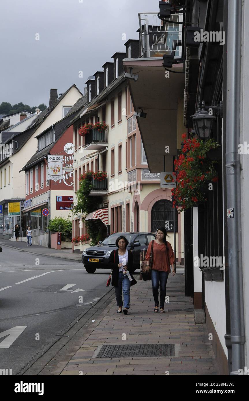 Rüdesheim/Germany - 28June 2017. Tourists and daily life in Rüdesheim ...