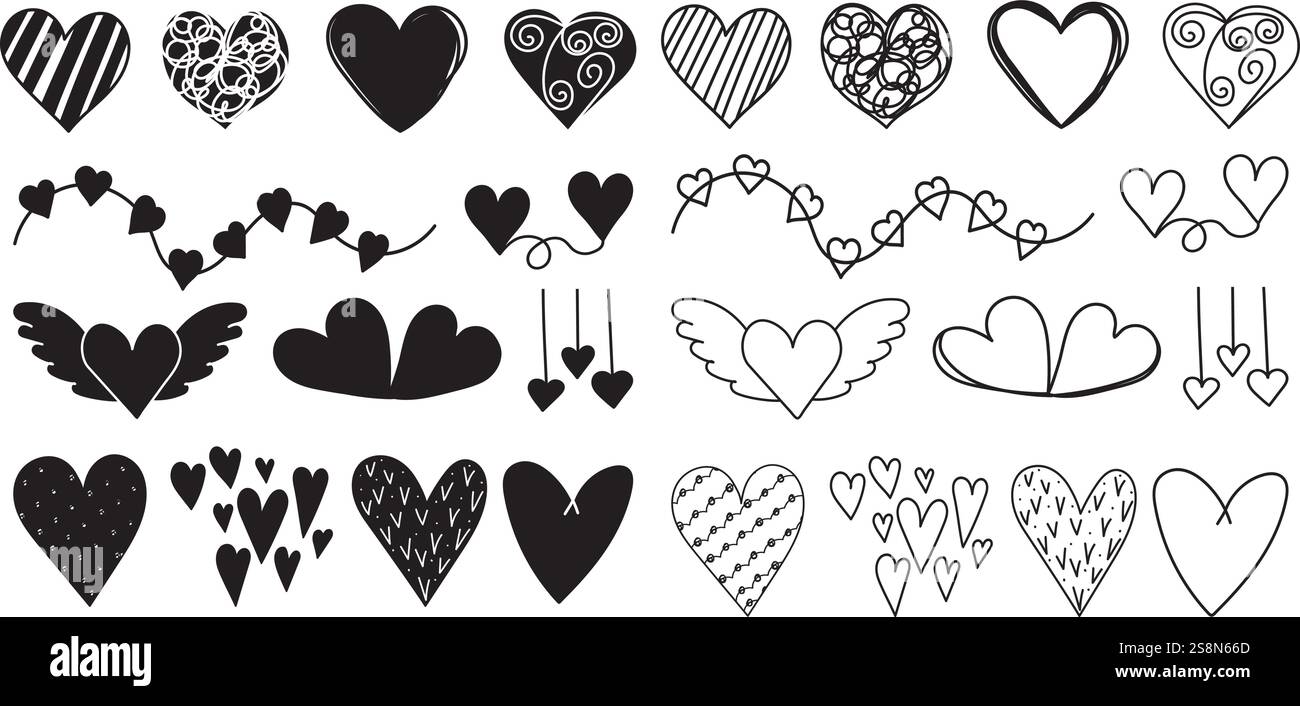 sketch doodle heart set isolated vector Stock Vector Image & Art - Alamy